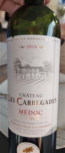 Wijnen Rouge sec Château Les Carregades 2018 Frankrijk Bordeaux Médoc AOC