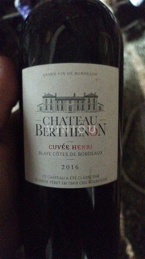 Бордо Блай-Кот-де-Бордо Château Berthenon Henri 2016