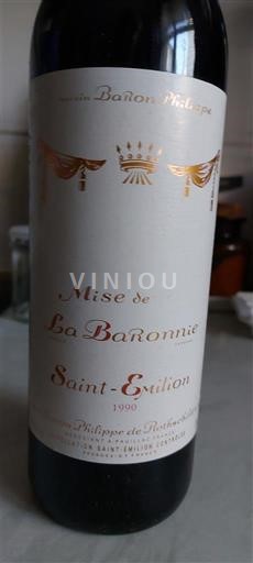 Bordeaux Saint-Émilion Baron Philippe Mise de La Baronnerie 1990