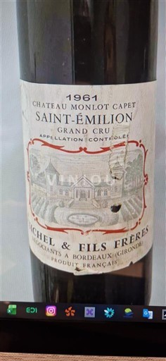 Bordeaux Saint-Émilion Château Monlot Capet 1961