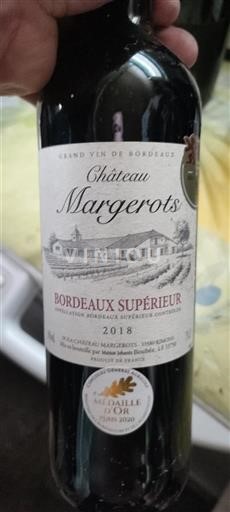 Vin Rouge sec Château Margerots 2018 France Bordeaux Bordeaux supérieur AOC