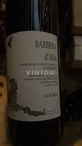 Piemonte Barbera d'Alba Azienda Agricola Erbaluna La Rosina 2018