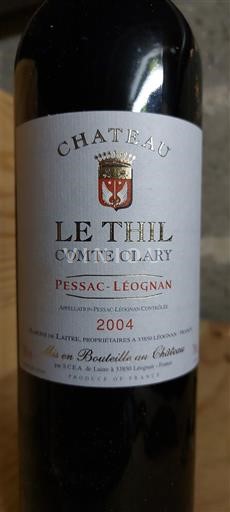 Bordeaux Pessac-Léognan Château Le Thil Comte Clary 2004