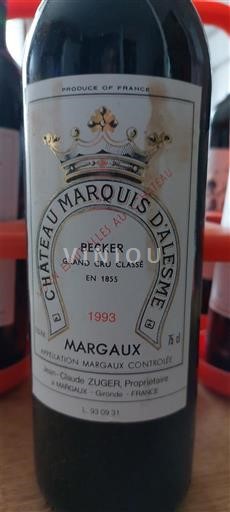 Bordeaux Margaux Château Marquis d'Alesme J C Zuger 1993