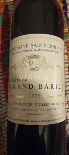 Бордо Монтань-Сент-Емільйон Château Grand Baril Prestige - Vieilles Vignes 1999