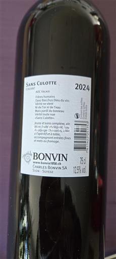Wijnen Rouge sec Sans Culotte Charles Bonvin SA 2024 Zwitserland Wallis Wallis AOC AOC