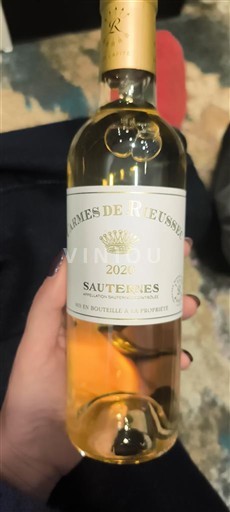 Vin Blanc moelleux Les Carmes de Rieussec Rieussec 2020 France Bordeaux Sauternes AOC