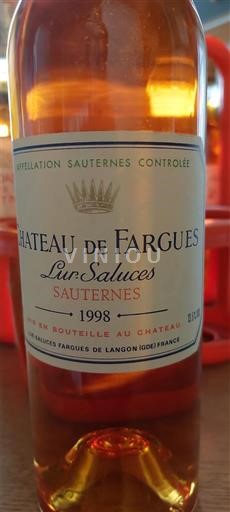 Бордо Сотерн Château Fargues Lur Saluces 1998