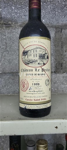 Vina Rouge sec Cuvée Saint Félix Château Le Prélat 1999 Francija Bordeaux Côtes-de-bourg AOC