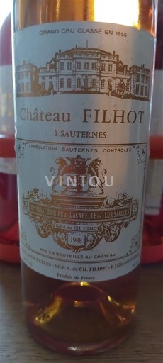 Бордо Сотерн Château Filhot Contesse Durieu de Lacarelle née Lur Saluces 1988