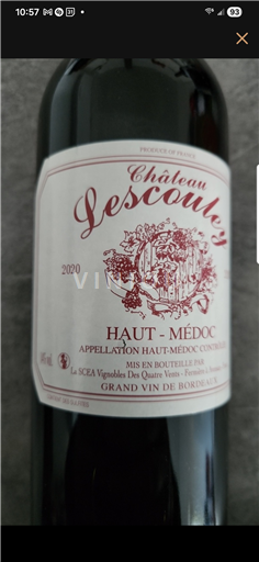 Bordeaux Haut-Médoc Château Lescouley 2020