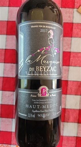 Vin Rouge sec La Marquise de Beyzac 2017 France Bordeaux Haut-Médoc AOC