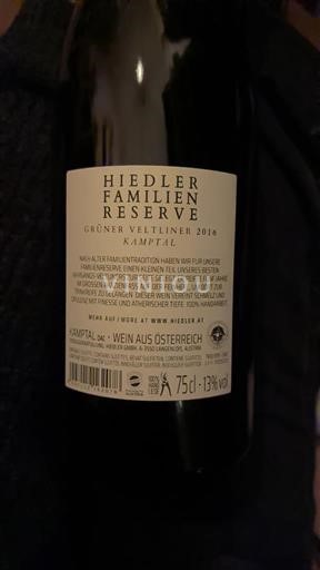 Austria Inferioară Kamptal Hiedler Familien Reserve 2016