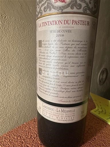 Вина Rouge sec La Tentation du Pasteur Tête de Cuvée Domaine La Mejanelle 2018 Франція Лангедок AOC