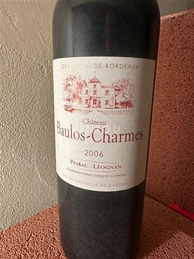Rượu vang Rouge sec Château Baulos-Charmes 2006 Pháp Bordeaux Pessac-Léognan AOC