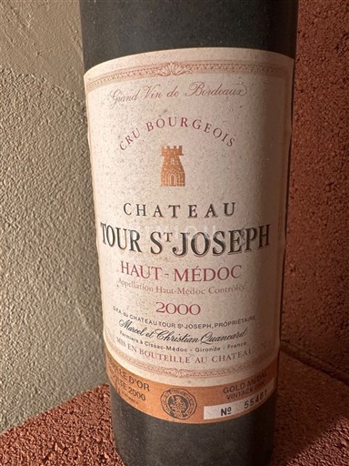 Rượu vang Rouge sec Château Tour St Joseph 2000 Pháp Bordeaux Haut-Médoc AOC