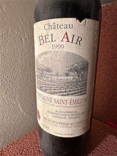 Вина Rouge sec Château Bel Air 1999 Франція Бордо Монтань-Сент-Емільйон AOC