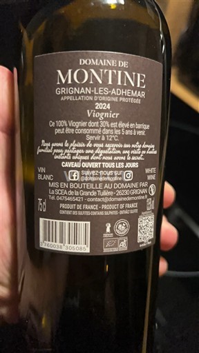 Rhône Valley Grignan-les-Adhémar Domaine Montine Viognier 2024