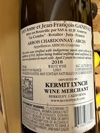 Жура Арбуа Anne et Jean-François Ganevat Arbois Chardonnay - Arces 2018