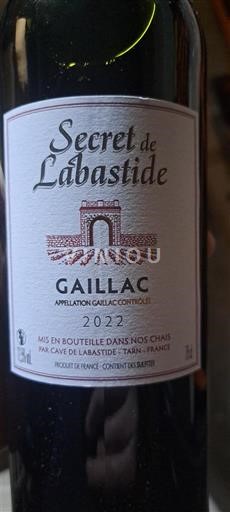 Sydväst Gaillac Cave de Labastide Secret de Labastide 2022