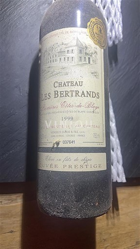 Bordeaux Ni doloceno Château Les Bertrands Prestige 1999