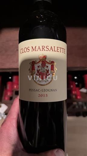 Vin Rouge sec Clos Marsalette 2015 France Bordeaux Pessac-Léognan AOC