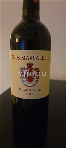 Bordo Pessac-Léonjan Clos Marsalette 2015