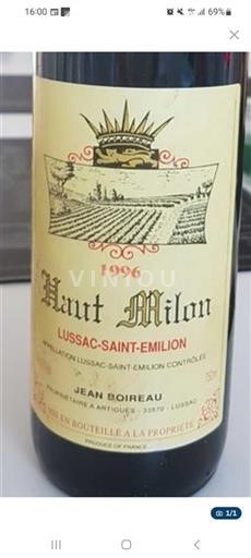 Bordeaux Lussac-saint-émilion Haut Milon 1996