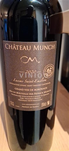 Víno Rouge sec CM Château Munch 2020 Francie Bordeaux Lussac-saint-émilion AOC