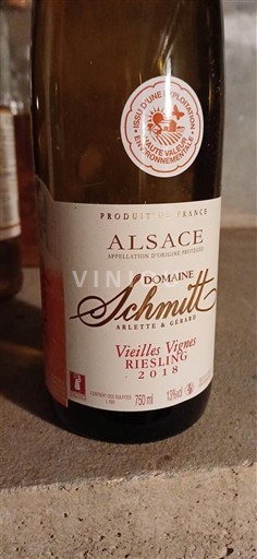 Alsace Domaine Schmitt Vieilles Vignes Riesling Prestige 2018