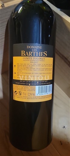 Sud-Vest Comté tolosan Domaine Les Barthès Comté Tolosan Malbec Nemilésimat