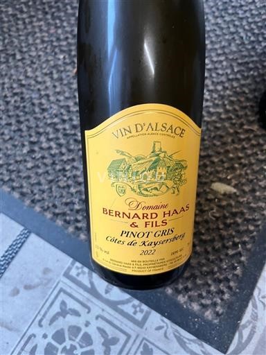 Alsace Domaine Bernard Haas & Fils Côtes de Kaysersberg 2022