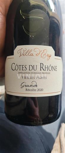 Thung lũng Rhône Côtes-du-rhône Villa d'Erg Vielles Vignes Grande Récolte 2020