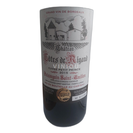 Bordeaux Puisseguin-saint-émilion Château Côtes de Rigaud Petit Prince 2015