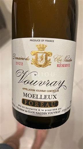 Loiren laakso Vouvray Domaine Clos Naudin Réserve 2022