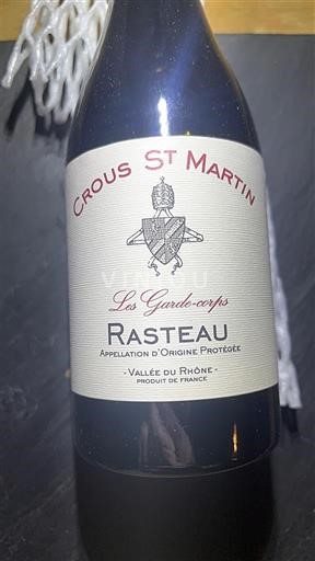 Rhônen laakso Rasteau Crous St Martin Les Garde-corps Ei vuosikertaa