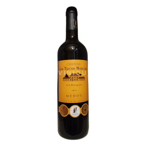 Vin Rouge sec Cru Bourgeois Château Les Trois Manoirs 2016 France Bordeaux Médoc AOC