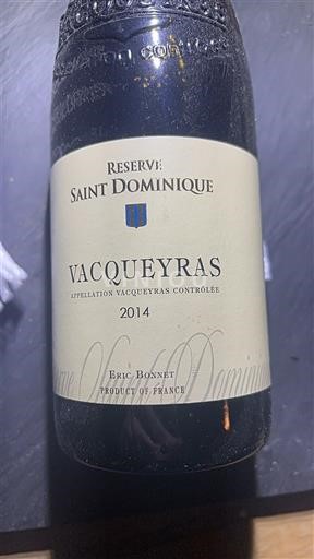 Вина Rouge sec Réserve Saint Dominique 2014 Франція Рона Вакейрас AOC