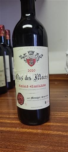 Bordeaux Saint-Émilion Clos des Moines 2020