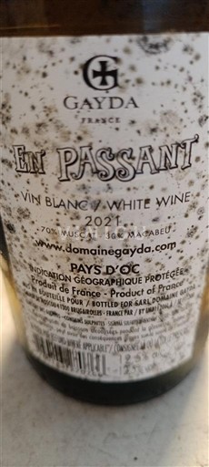 Languedoc och Roussillon Pays d'Oc Domaine Gayda En Passant 2021