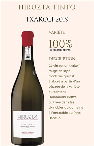 Țara Bascilor Getariako Txakolina / Txakoli de Getaria Hiruzta Txakoli Tinto Parcela 1.7 2021
