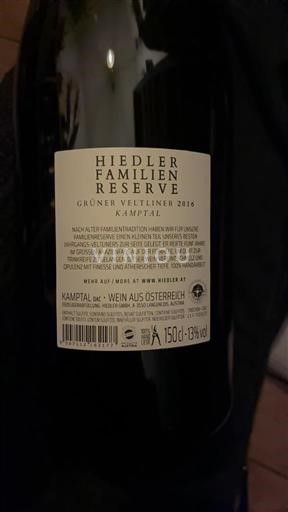 Austria Inferioară Kamptal Hiedler Familien Reserve 2016