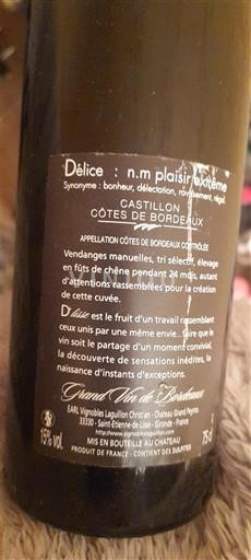 Bordeaux Castillon-côtes-de-bordeaux Château Clos de Boüard Délice Nemilésimat