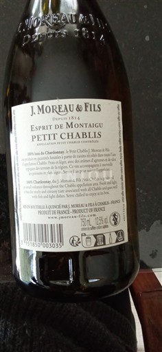 Bourgondië Petit-Chablis J. Moreau & Fils Esprit de Montaigu 2023
