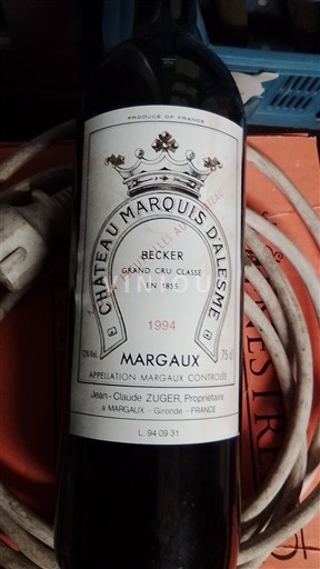 Burdeos Margaux Grand Cru Château Marquis Alesme Becker 1994