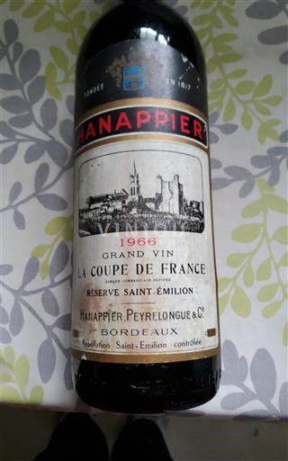 Bordeaux Saint-Émilion Hanappier Peyrelongue & Cie La Coupe de France Réserve Saint-Émilion 1966