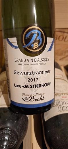 Wijnen Blanc sec Lieu-dit Stierkopf Château Pierre et Frédéric Becht 2017 Frankrijk Elzas Vin de France
