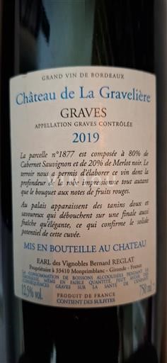 Bordeaux Graves Château La Gravelière 2019