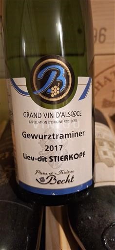 Alsace Ikke specificeret Château Pierre et Frédéric Becht Lieu-dit Stierkopf 2017