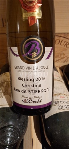 Alsacia Château Pierre et Frédéric Becht Christine Lieu-dit Stierkopf 2016